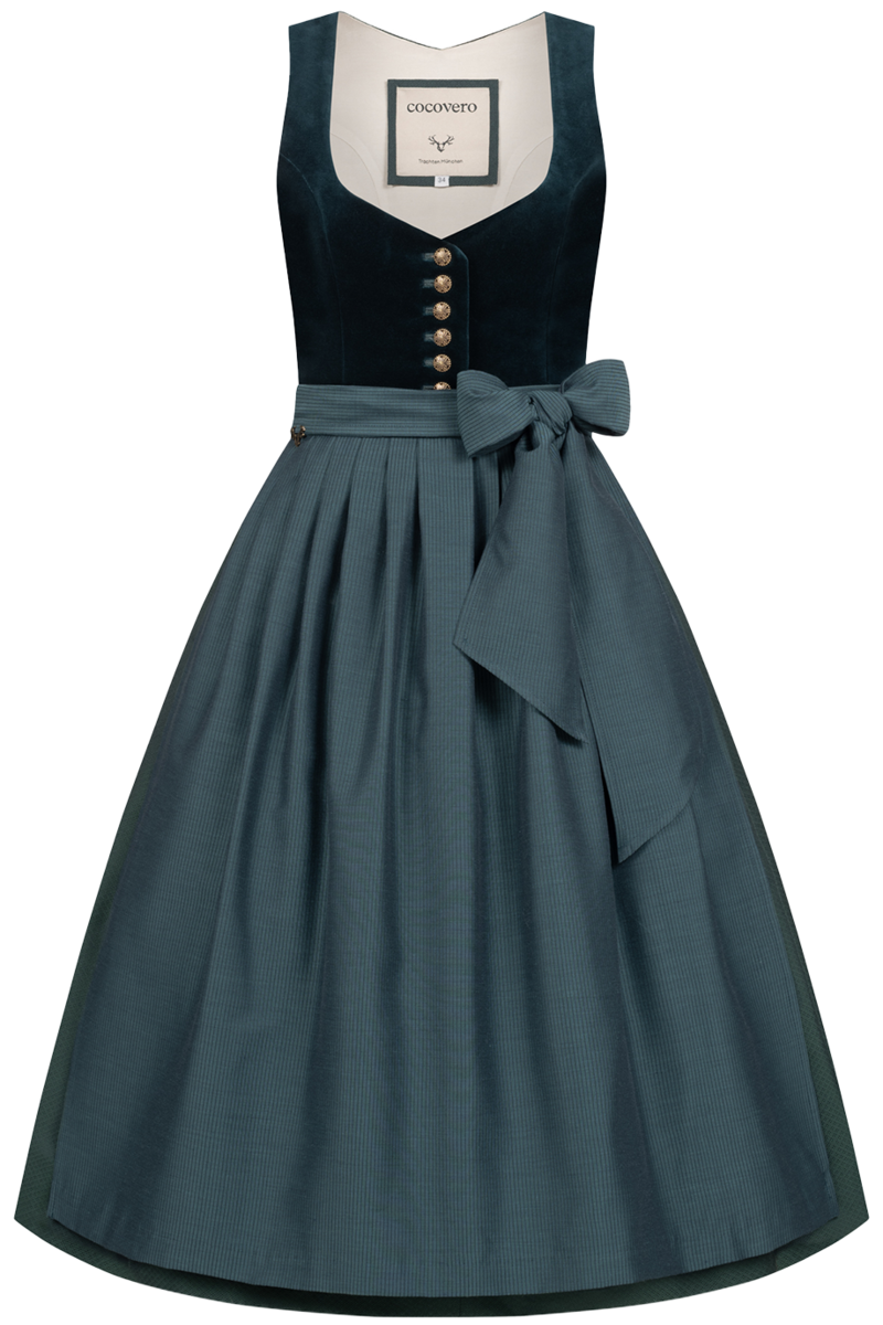 Samtdirndl herzfrmiger Ausschnitt velvet midnight petrol