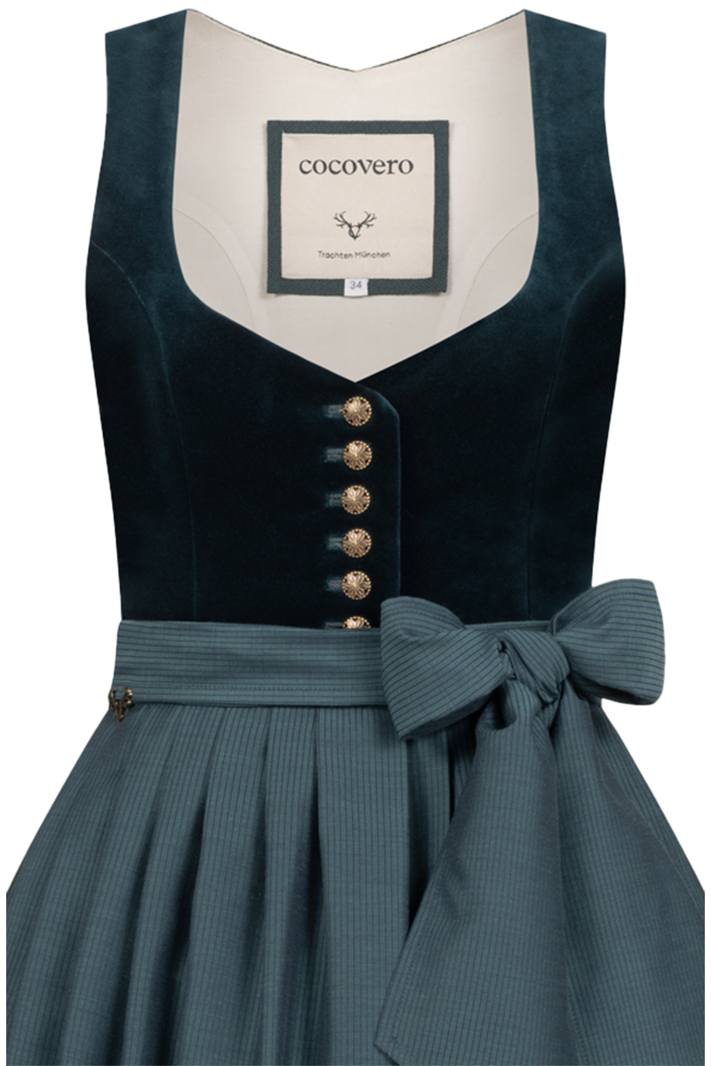 Samtdirndl herzfrmiger Ausschnitt velvet midnight petrol Bild 2