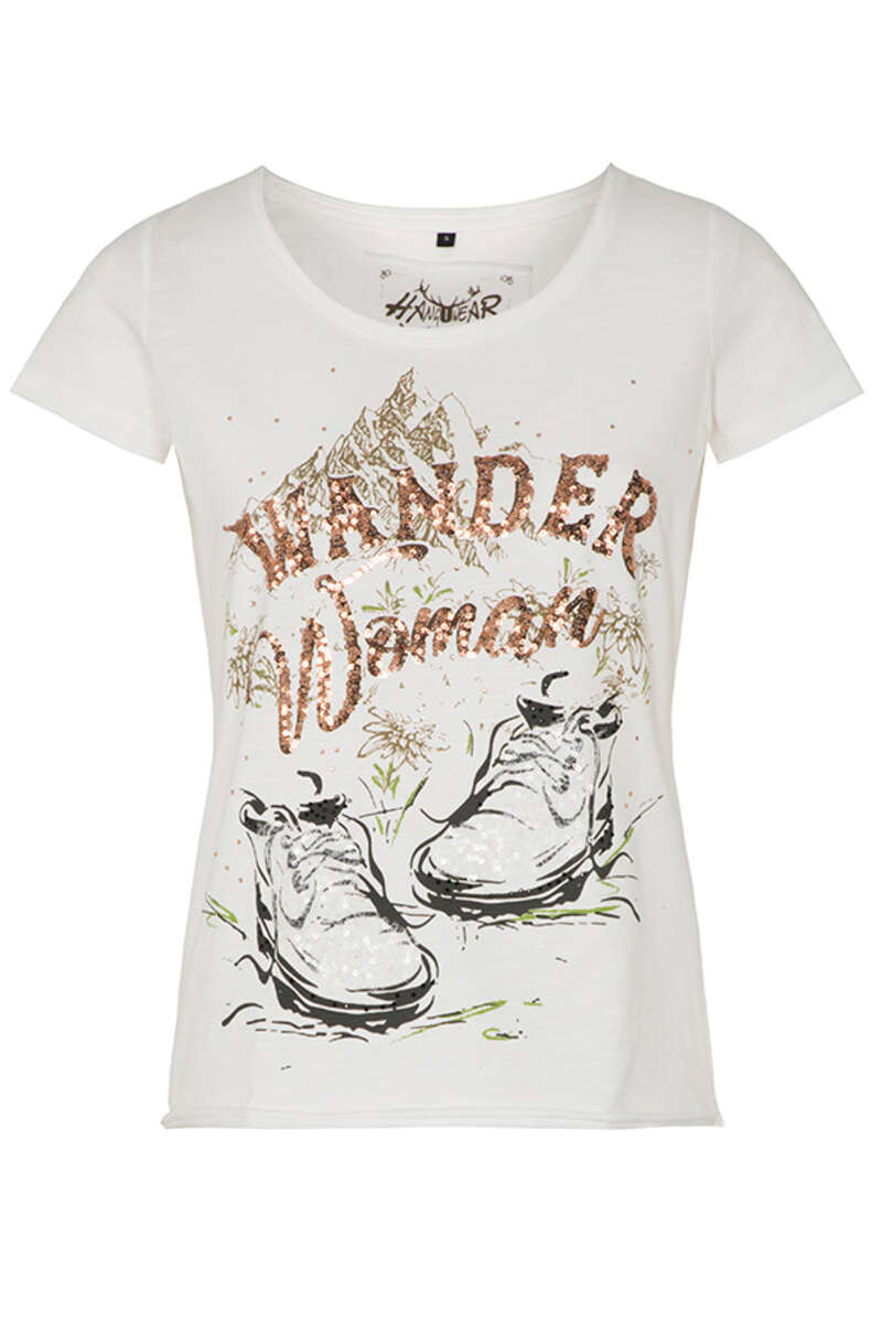 Damen T-Shirt \'Wander Woman\' Trachtenshirts - offwhite Damen Trachtenblusen, - Werner Trachtenshirts Trachten