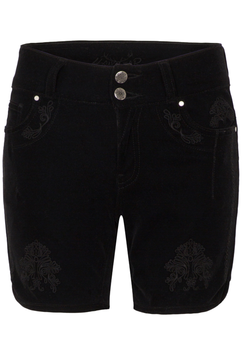 Damen 'Lederhose' aus Samt Longshort schwarz