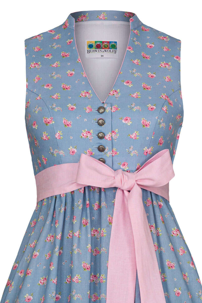 Umstandsdirndl mit Blumenmuster hellblau Bild 2