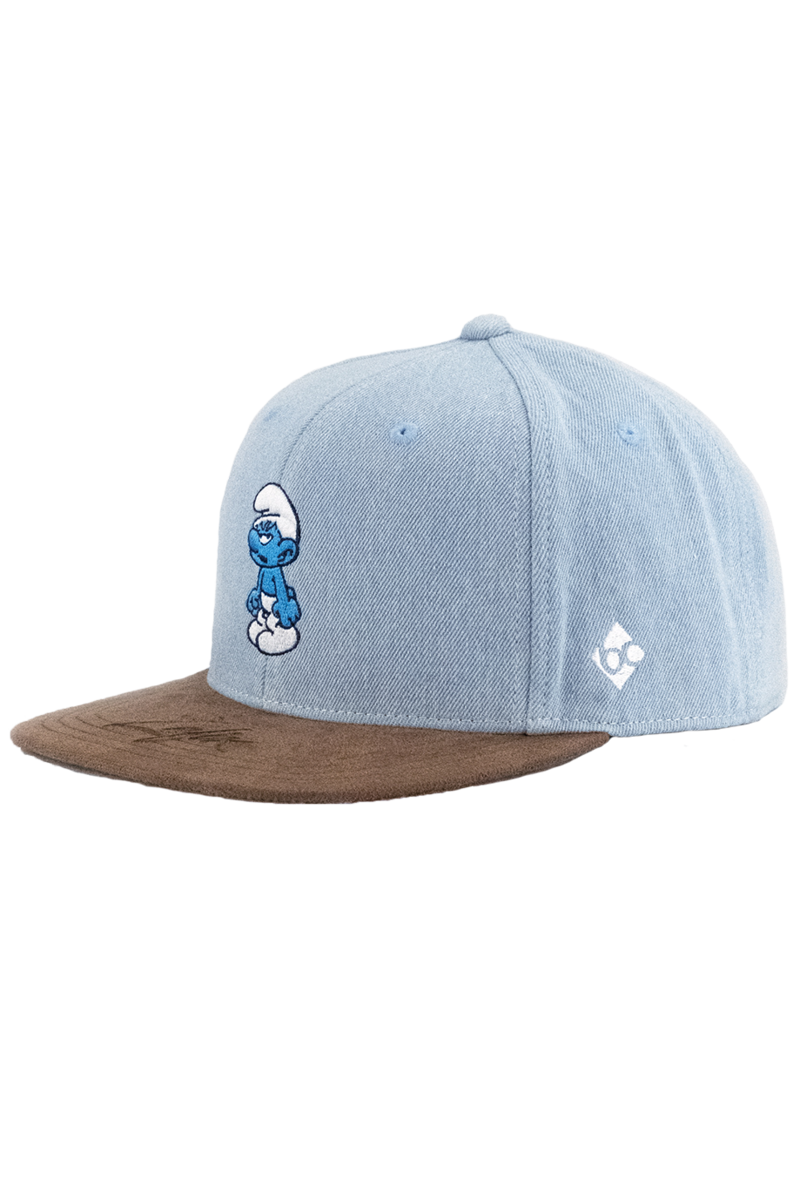 Herren Snapback Cap Schlmpfe 'Muffi Zefix' hellblau