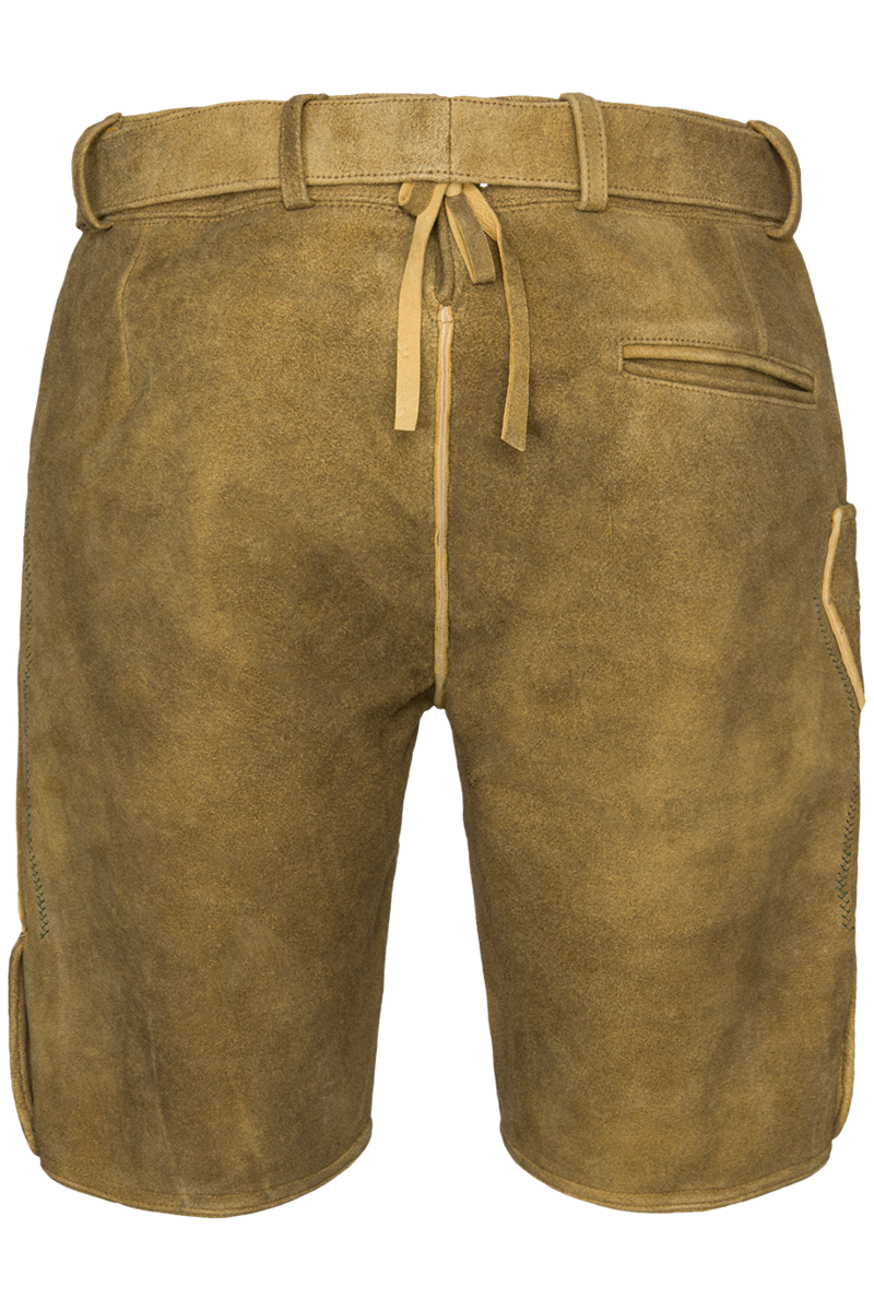 Herren Lederhose Hirschoptik mit Grtel kurz mit Stickerei oliv Bild 2