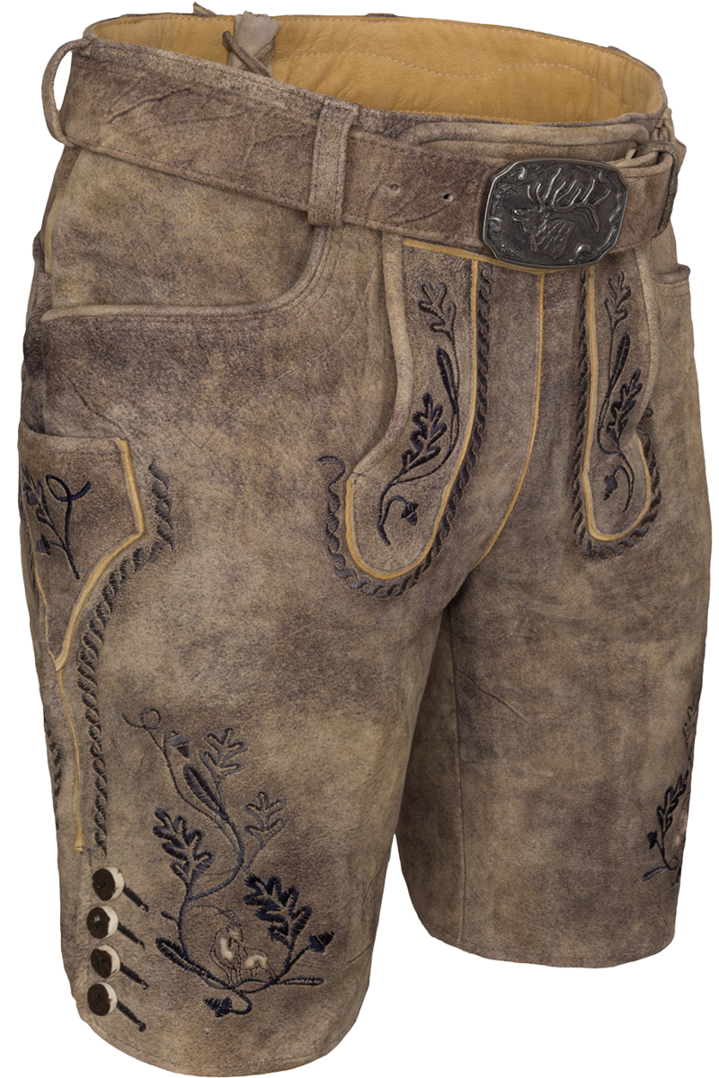 Herren Lederhose kurz mit Grtel rocks grau