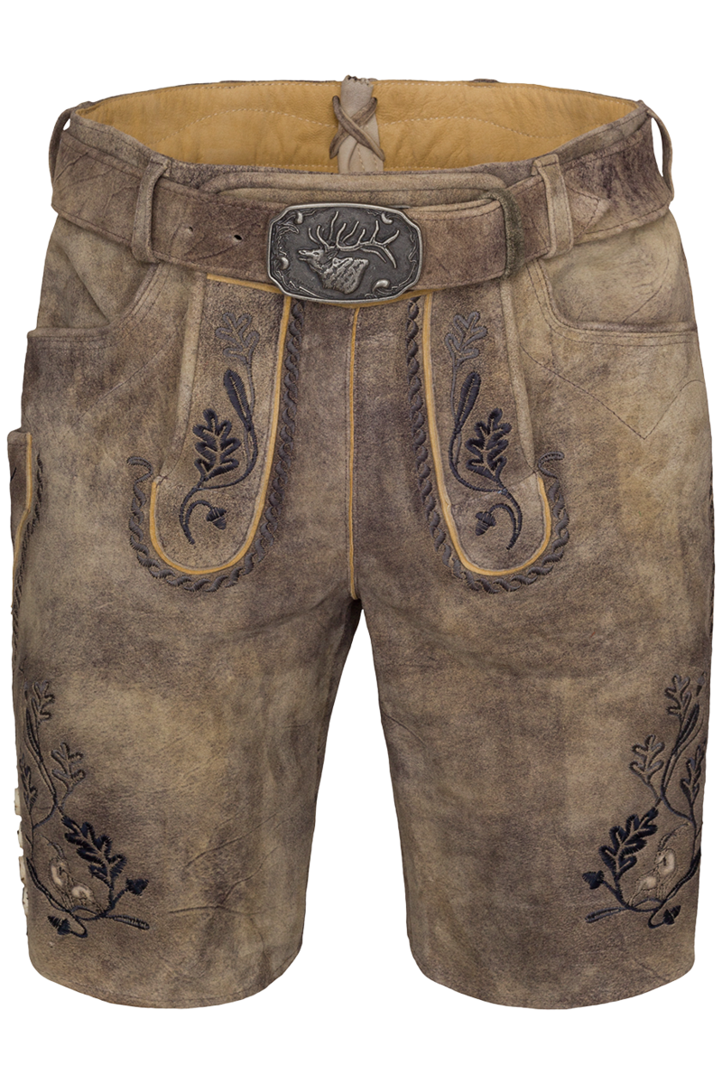 Herren Lederhose kurz mit Grtel rocks grau Bild 2