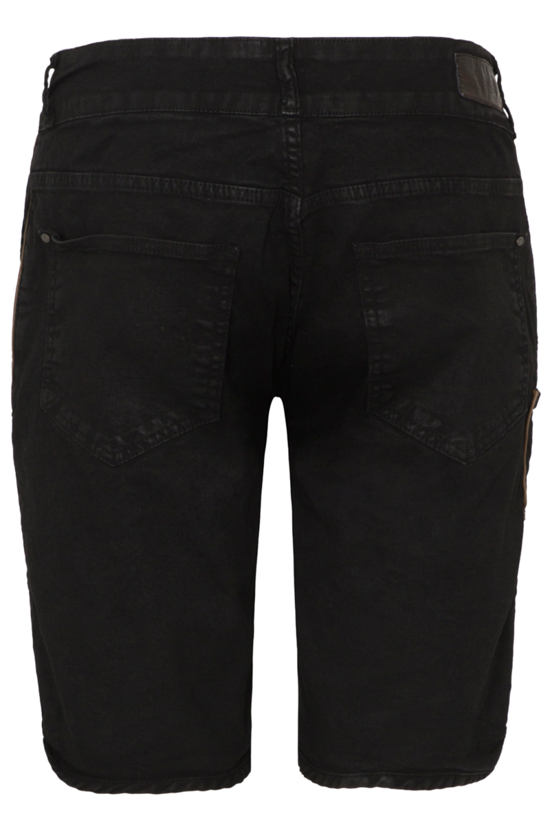 Herren Jeans-Bermuda Lederhose`mit Stickerei schwarz Bild 2