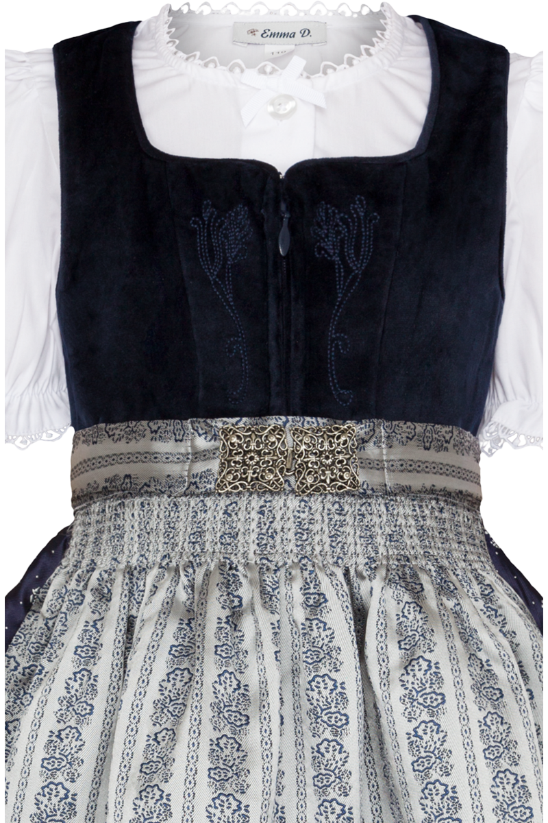 Kinder Samtdirndl mit Bluse marine Bild 2