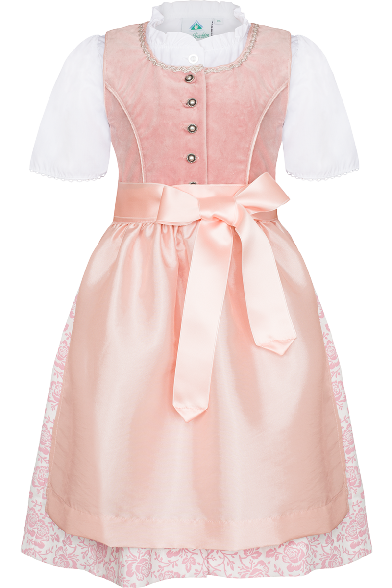 Kinder-Samtdirndl mit Bluse altrosa