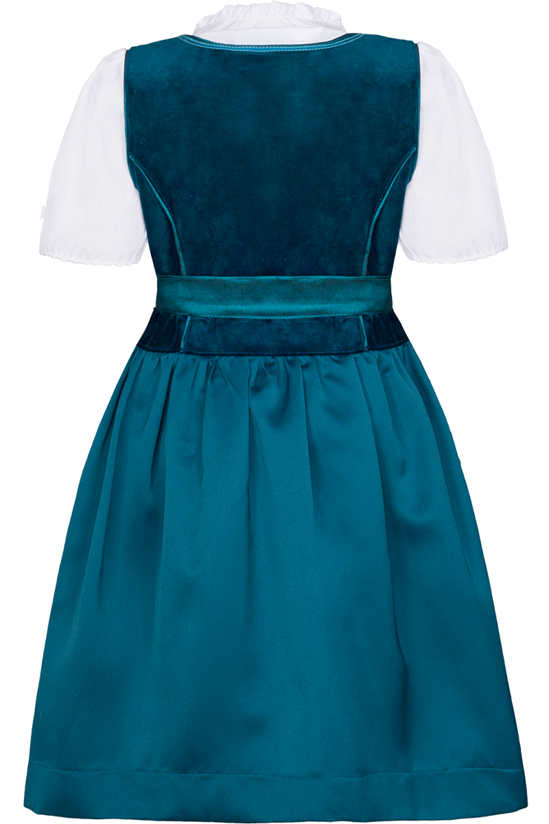 Kinder-Samtdirndl mit Bluse petrol Bild 2