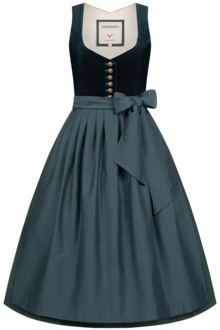 Samtdirndl herzfrmiger Ausschnitt velvet midnight petrol