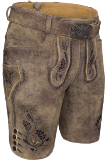 Herren Lederhose kurz mit Grtel rocks grau