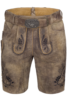 Herren Lederhose kurz mit Grtel rocks grau