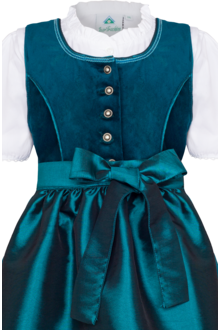 Kinder-Samtdirndl mit Bluse petrol