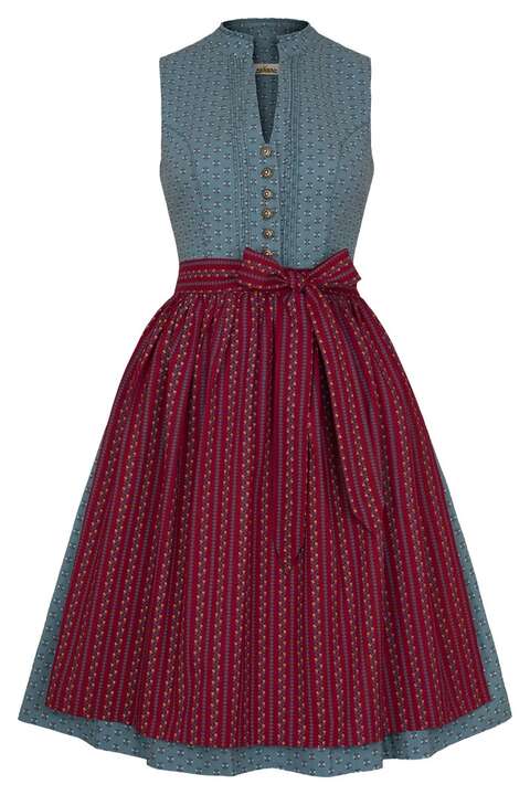 Mini-Dirndl Baumwolle helblau rot