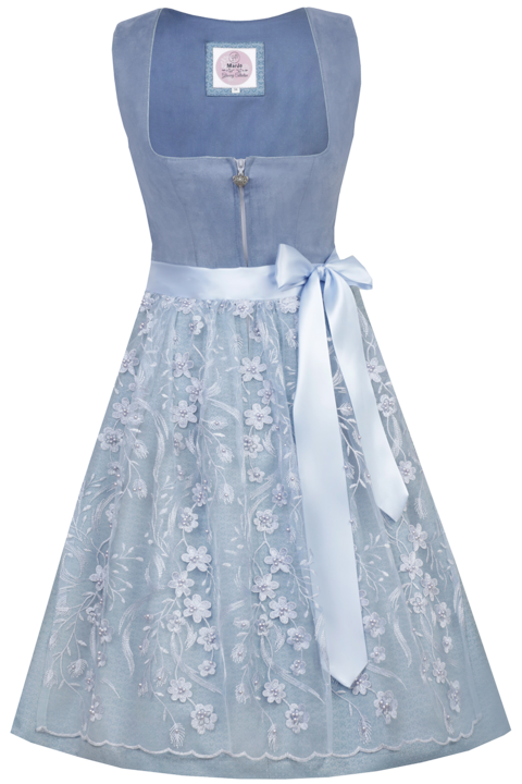 Mini-Dirndl mit Veloursoberteil light denim