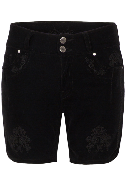 Damen 'Lederhose' aus Samt Longshort schwarz