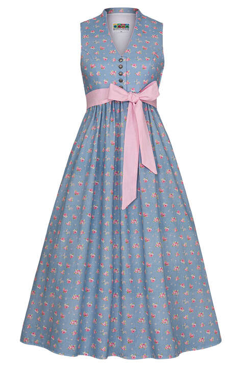 Umstandsdirndl mit Blumenmuster hellblau