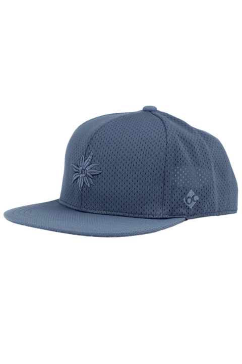 Herren Snapback Cap Edelwei-Motiv atmungsaktiv dunkelgrau