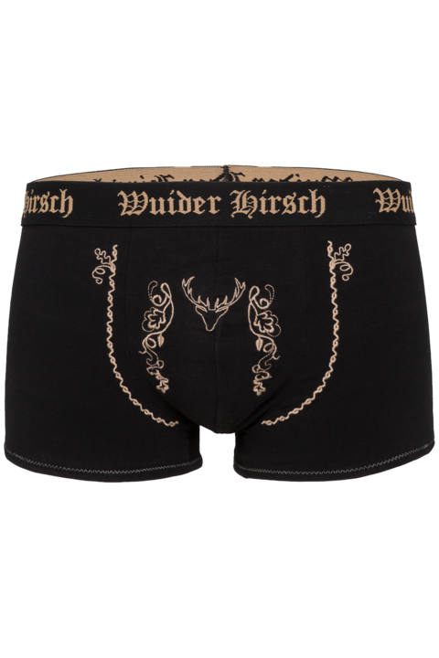 Herren Boxershorts Unterwsche 'Wuider Hirsch' schwarz