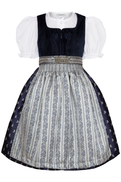 Kinder Samtdirndl mit Bluse marine