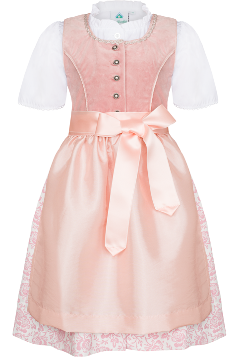 Kinder-Samtdirndl mit Bluse altrosa